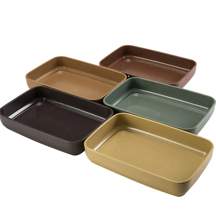 Yicai Wholesale Chinese Style Plastic Green Plants Pots Rectangular Tray Home And Garden Flowerpots