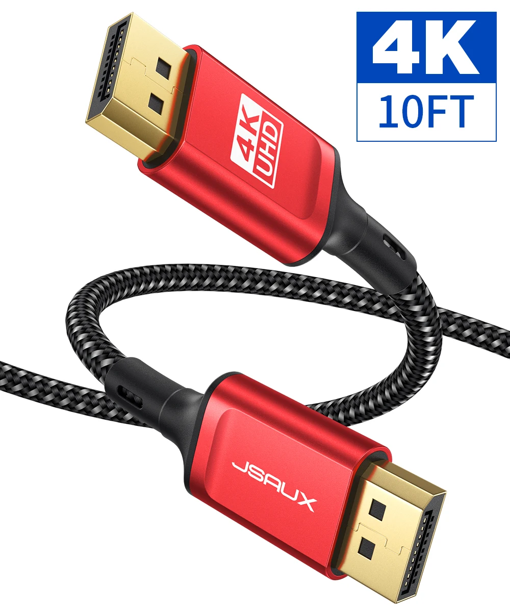 JSAUX 10FT 21.6Gbps 4K 60Hz UHD DP to DP DisplayPort Cable for Laptop