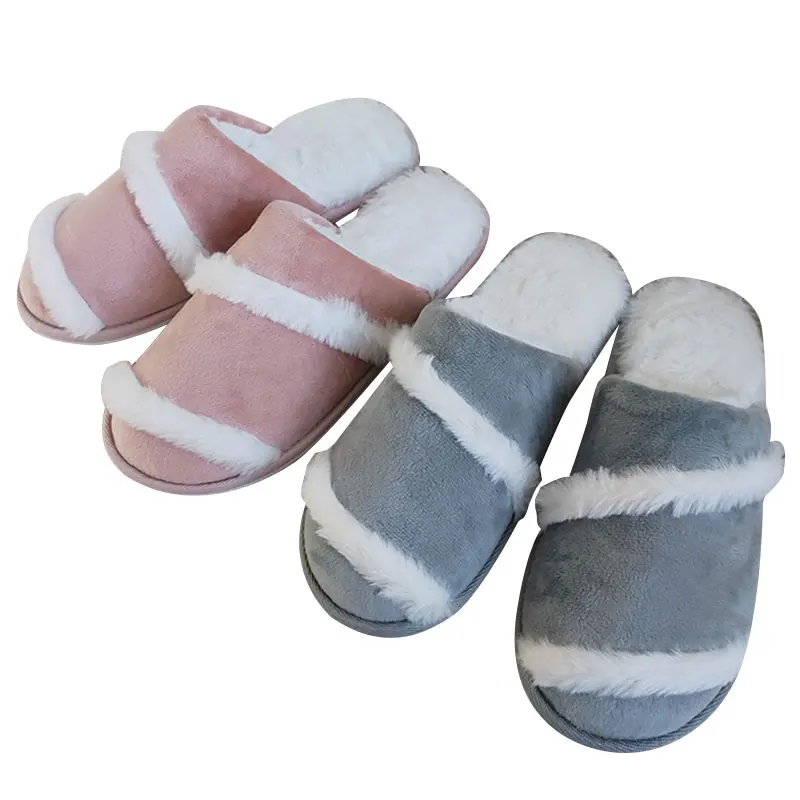 2023 Autumn winter simple style cotton wool indoor warm large size flip-flops slippers