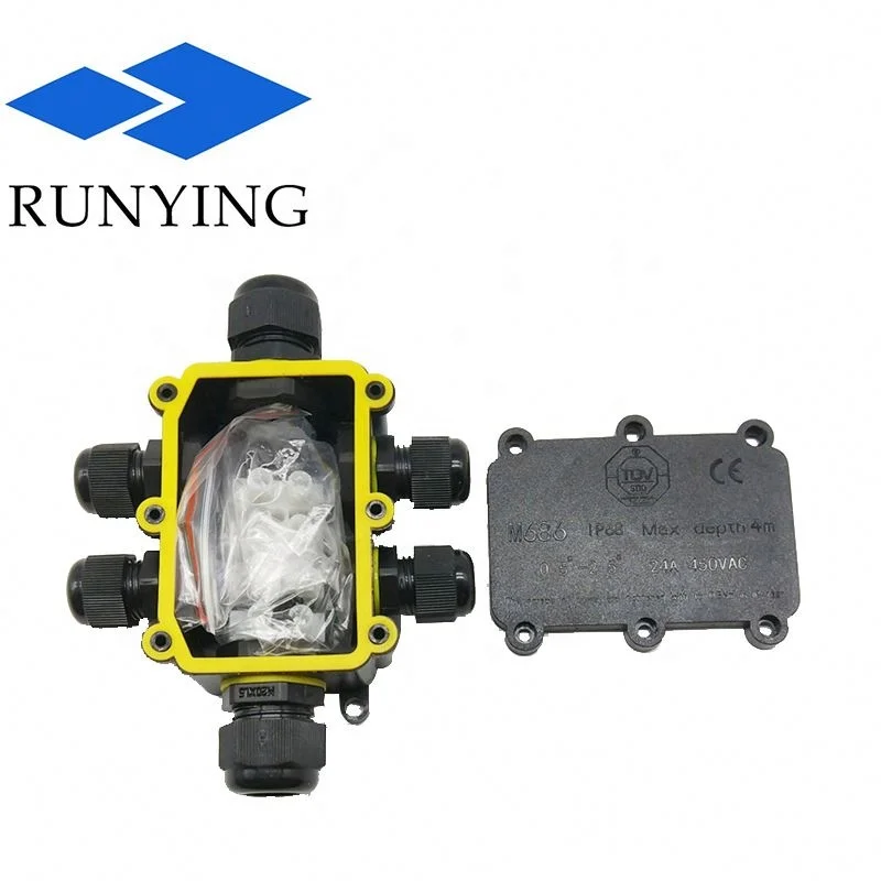 M686 6 Pole 6 Way IP68 Waterproof Cable Terminal Junction Box With Cable Gland IP68 Electrical Junction Box