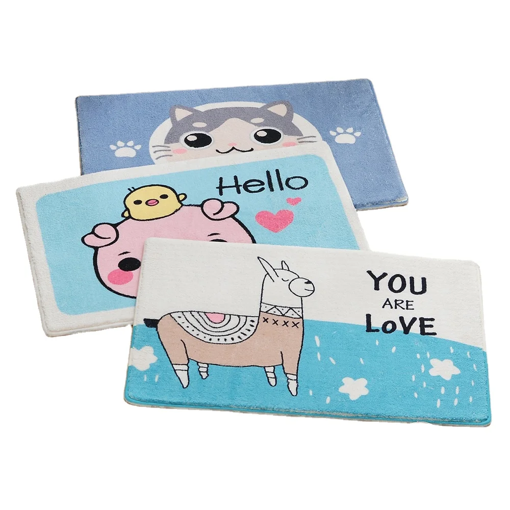 Lovely cartoon bathroom rug floor waterproof bath rug anti-bateria microfiber shower mat