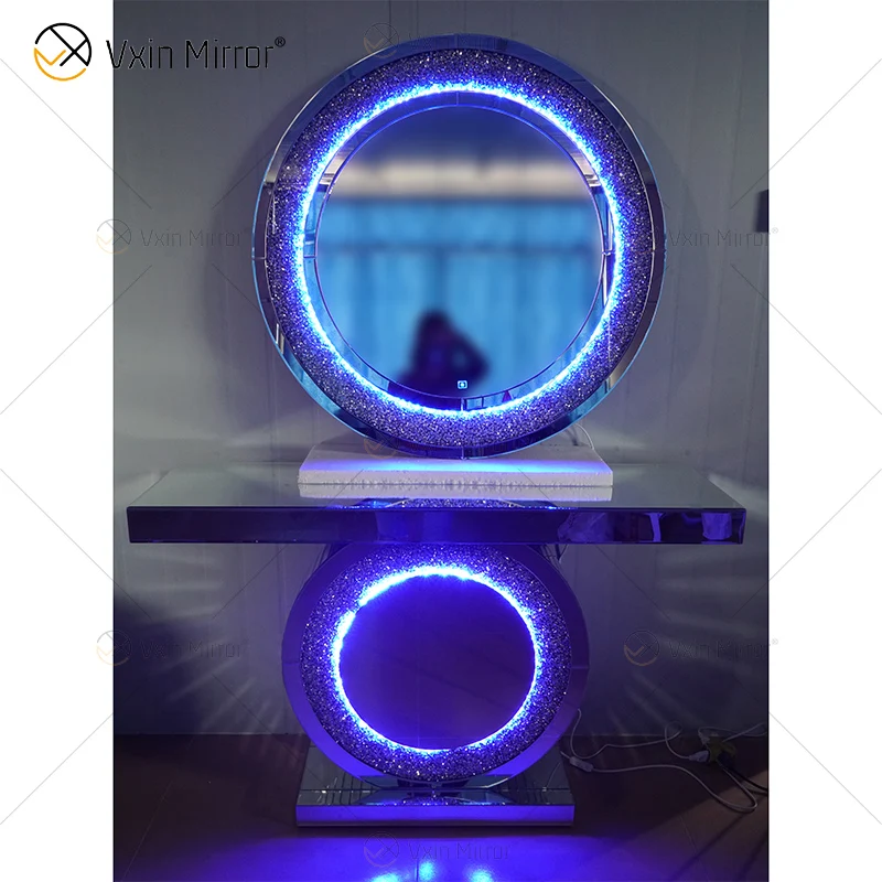 Изготовление размеров под заказ 3 вида цветов LED зеркальное современное пристенный столик с зеркалом функция тач