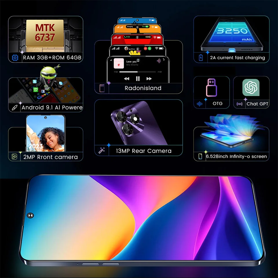 Global Version 4G Android Smartphone Factory Wholesale Price 4G  6.53 inches Cell Phone