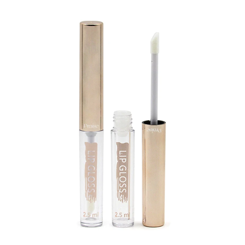 Private Label thin long empty cosmetics mascara tube/eyeliner liquid tube/round plastic lip gloss packaging container with brush