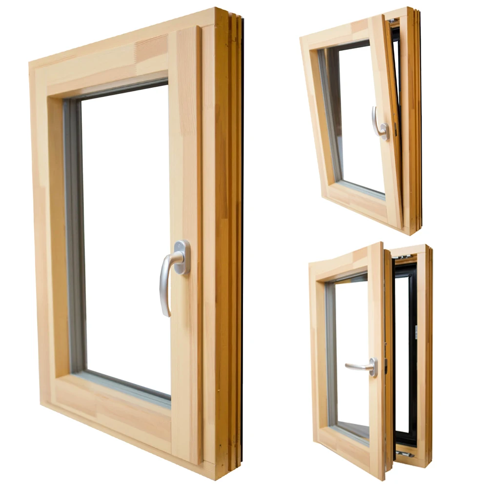 Customizable Innovative Tilt And Turn Casement Window Triple glazing Aluminium Clad Wood
