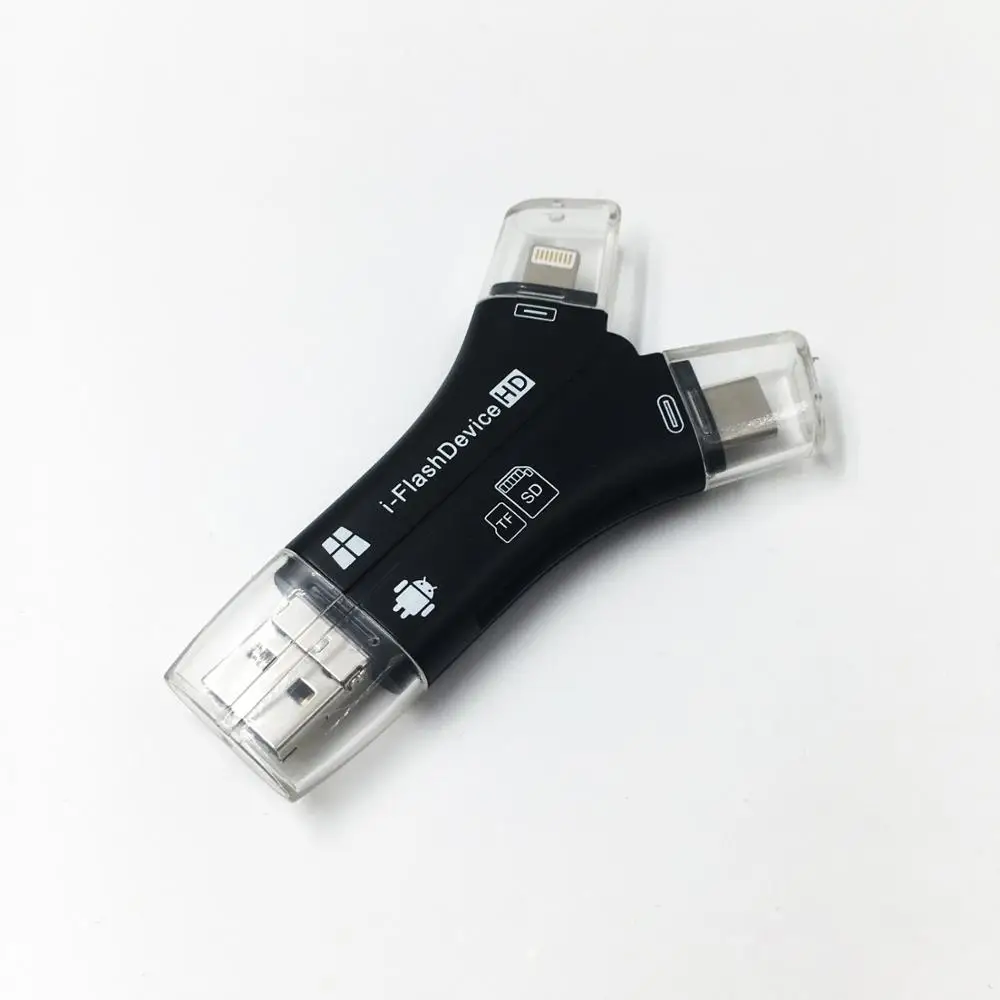 best selling 4 in 1 otg Flash Drive USB Micro SD/TF Card Reader Adapter for iPhone for iPad for Macbook Android Camera