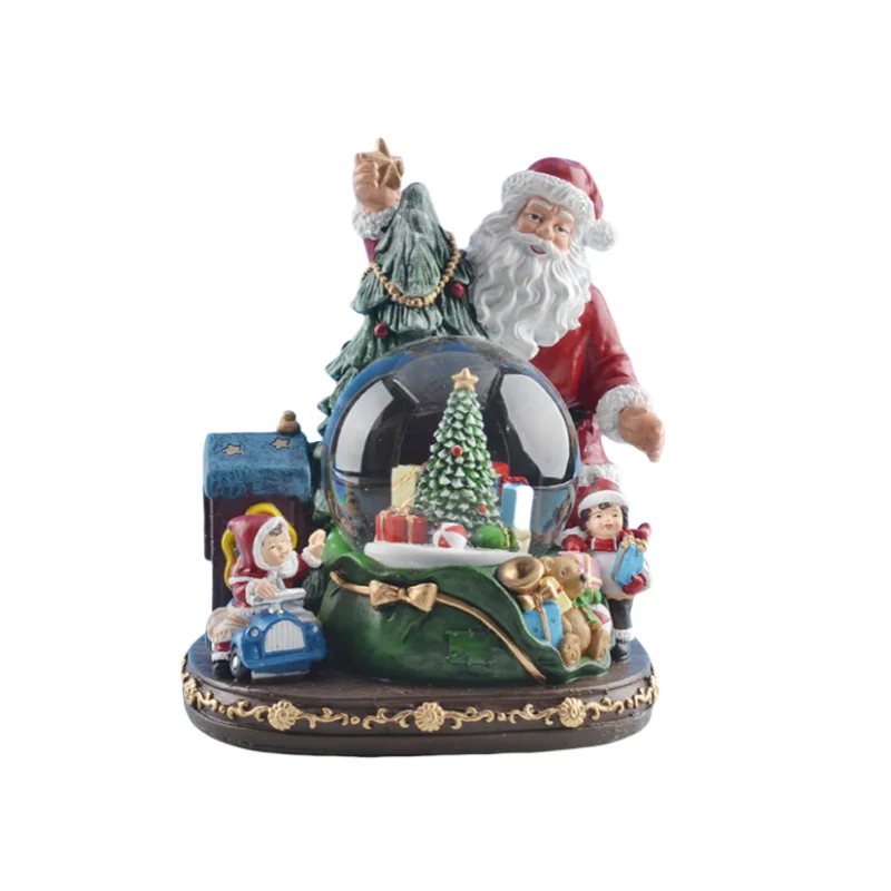 Рождественский хрустальный шар на заказ большой легкий музыкальный автоматический Снежный Санта-Клаус стеклянный украшение