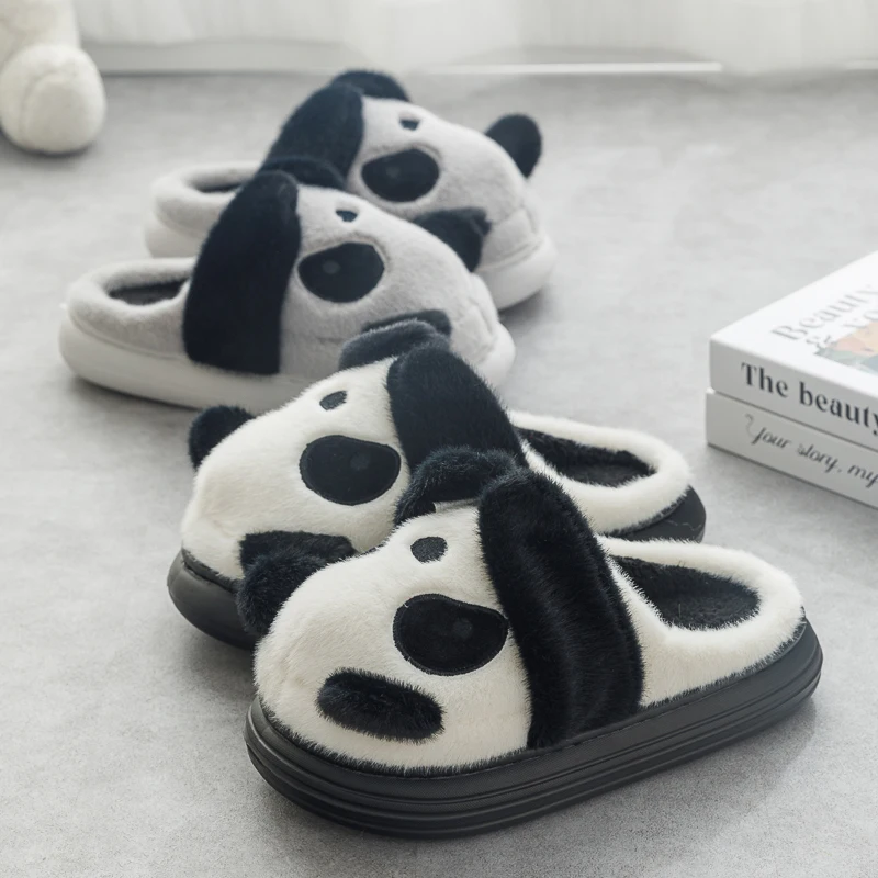 Lady Cartoon Panda Cotton Slippers home bedroom comfortable warm soft plush lovely couple cotton slippers winter new style