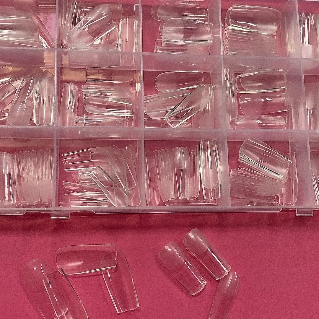 16 Sizes Clear Nail Tips for Extension Natural False Artificial Nails