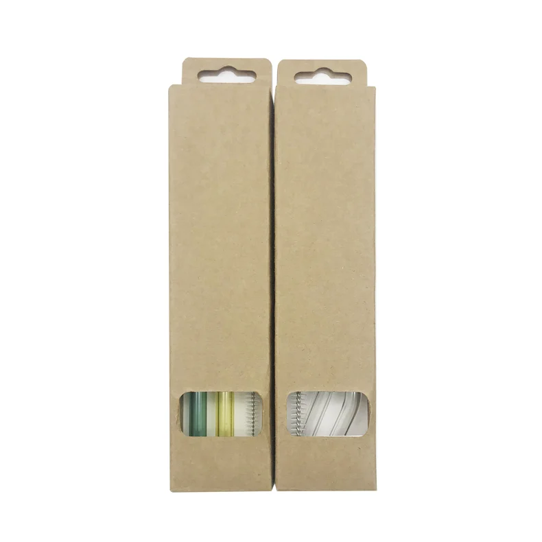 2020 Amazon Best Seller Box Packaging Glass Straws With Logo