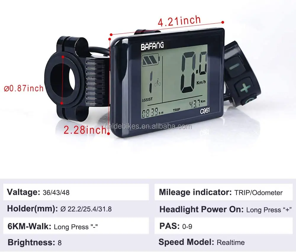 Bafang C961 LCD Display Electric Bicycle Conversion Parts  Bafang Calibration Display For M620 G510  UART Version Motor