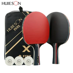 Huieson 3 Star Table Tennis Rackets Set 2 Rackets 3 Balls Pimples-in Rubber Quick Attacked Table Tennis Set