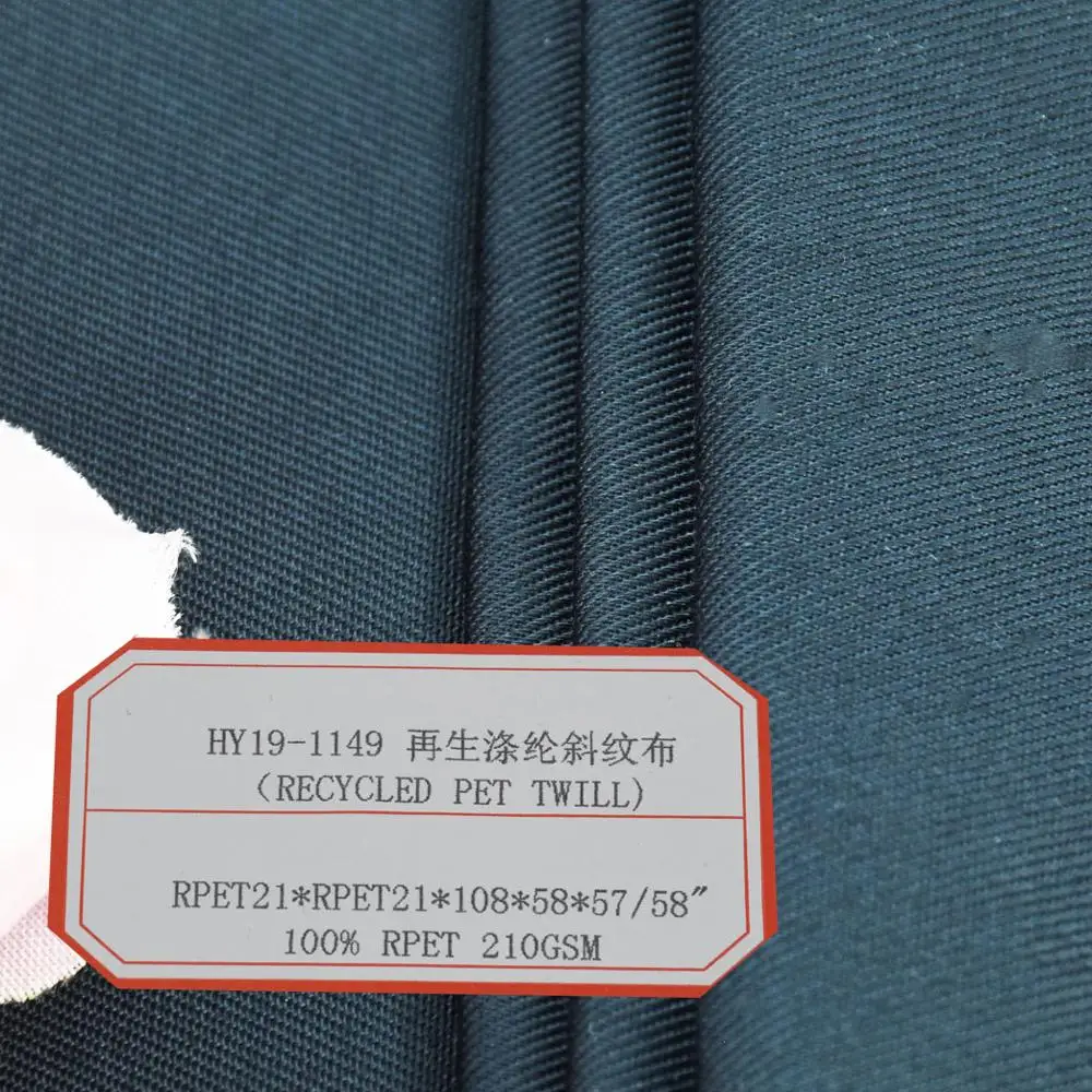 100% Polyester Material  Recycled polyester twill Recycled fabric Eco-friendly fabrics for Clothes hats and bags
