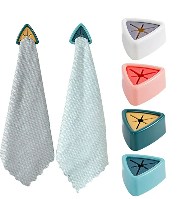 Towel Storage Racks Hanger Adhesive Rag Dishcloth Holder Kitchen Rag Cleaning Hook Tools Creative Bathroom Kitchen Tool