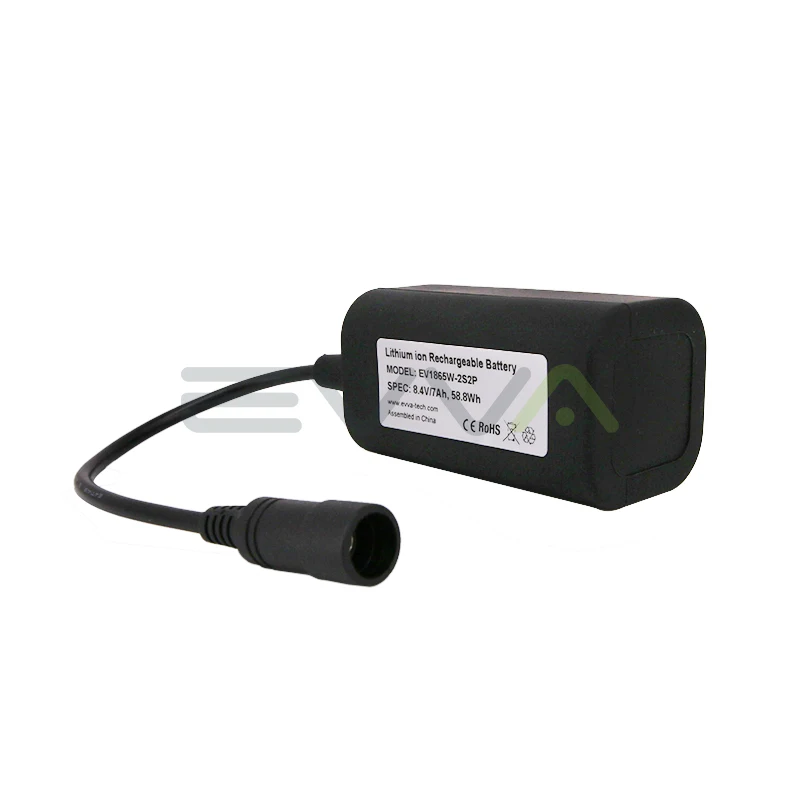 OEM Waterproof 7.2V 7Ah 10Ah 18650 21700 Headlamp Bike Light Battery Pack with Rubber Case