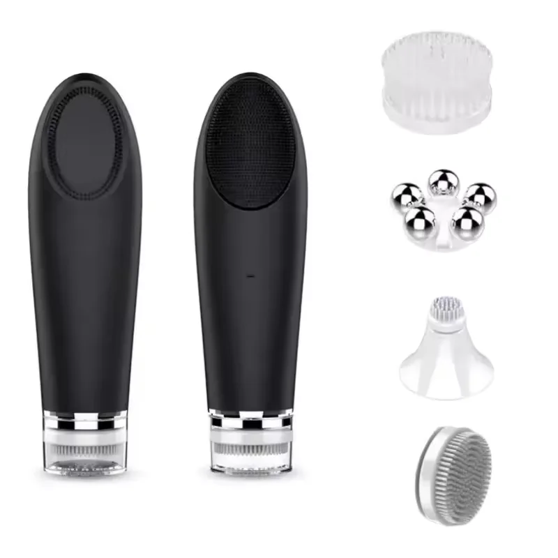 4 in 1Face Clean Machine Silicone Electric Facial Cleansing Massage Face Exfoliating Brush Facial Cleaning Brush