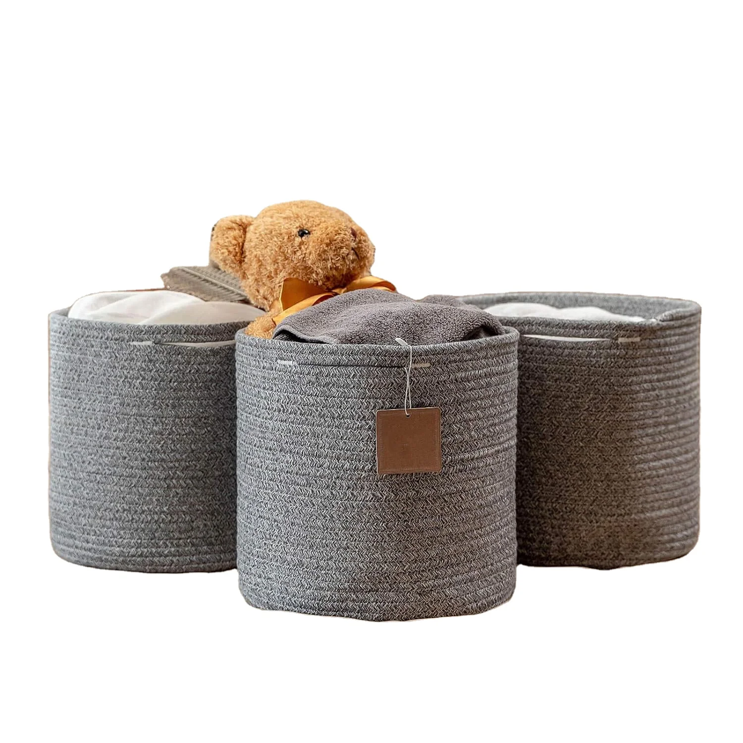 Оптовая продажа наборы для хранения органайзер книжные стеллажи стильные и прочные контейнеры тканые хлопчатобумажные веревочные корзины кубики