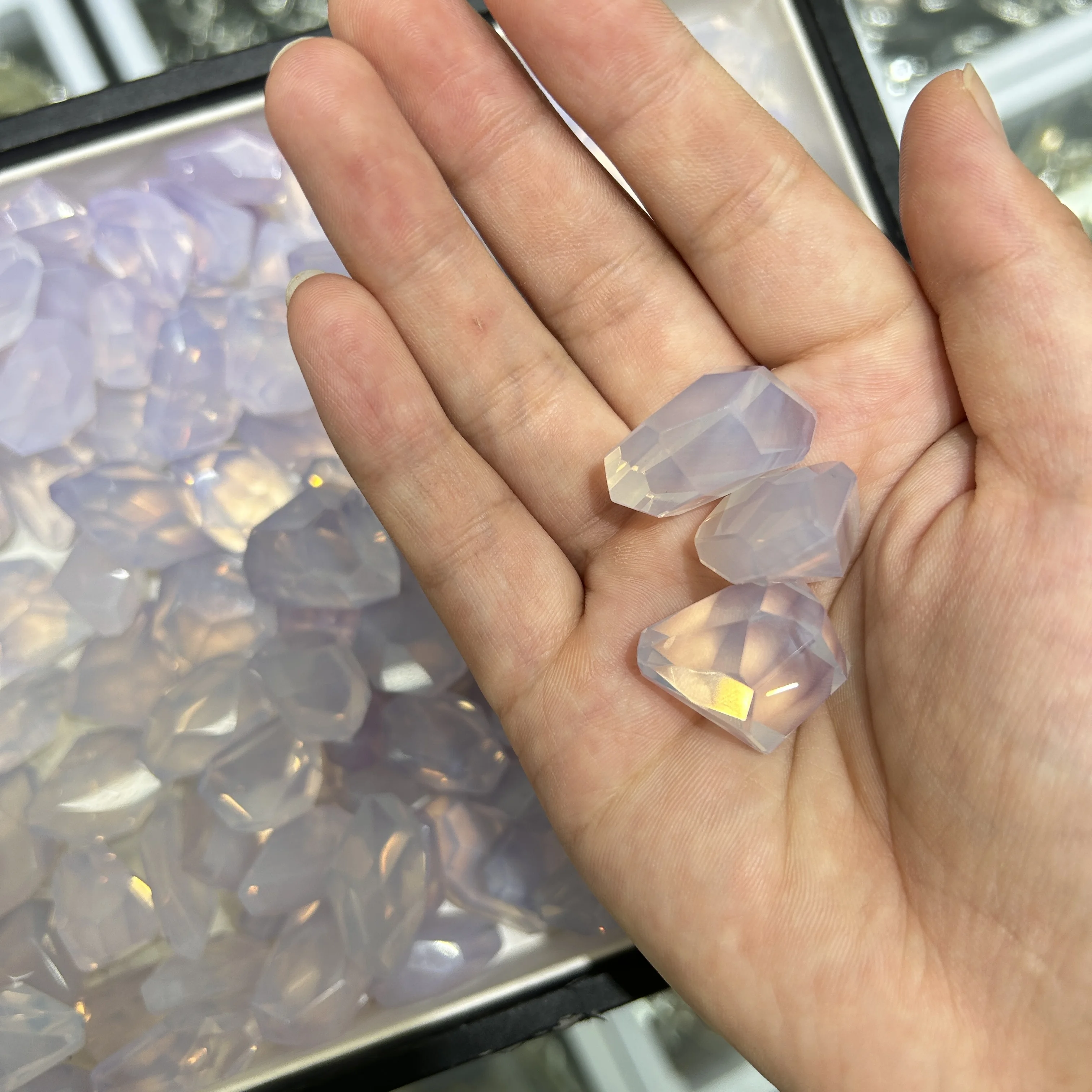 Natural Purple lavender jade Bare Stone Irregular Shape Natural Crystal DLY Jewelry Pendant