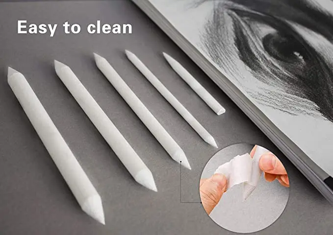 12 pcs Blending Stumps Paper Art Blenders with Sandpaper Pencil Sharpener Pointer for Charcoal Sketch Drawing Tools