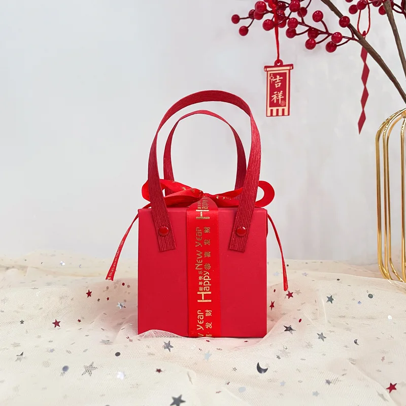 Portable Red Green Paper Packing Xmas Packaging Christmas Box