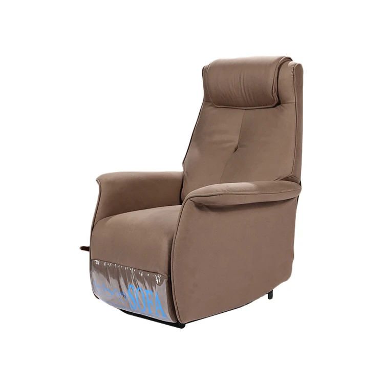 Living Room Furniture Brown Push Back Single Seat Manual Recliner Chair With Wooden Handle