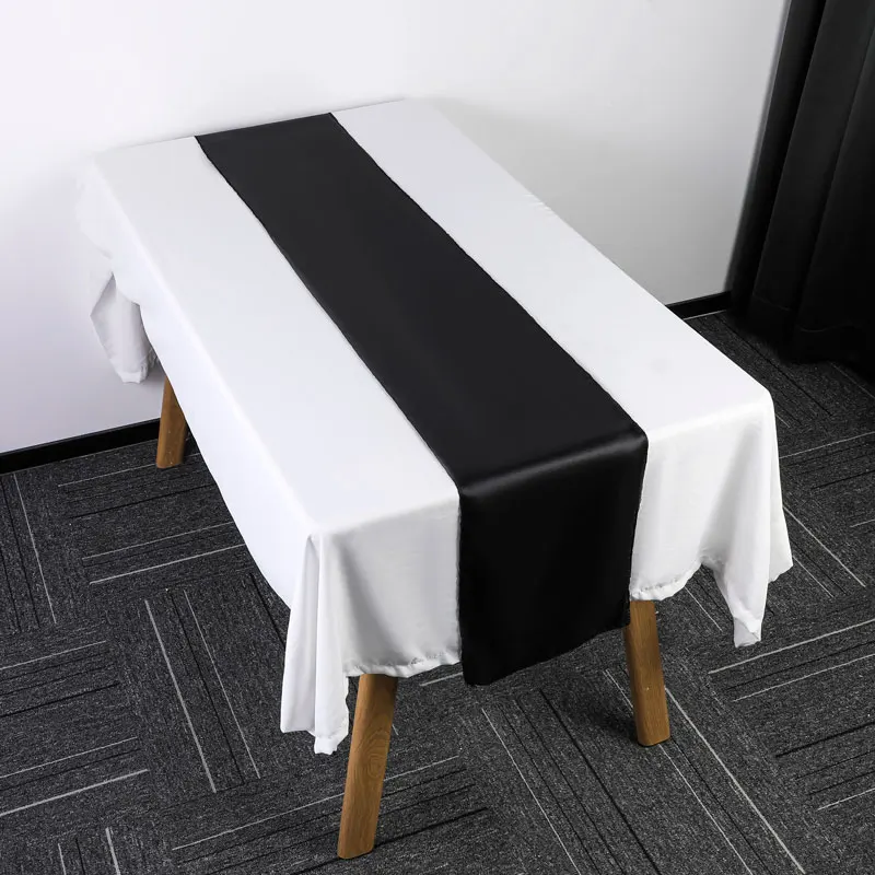 Custom Logo Modern Fancy Wedding Party Events Luxury Sustainable Dining Satin Table Runners