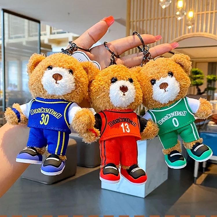 Best quality basketball T-shirt Mini teddy bear keyring plush stuffed toy