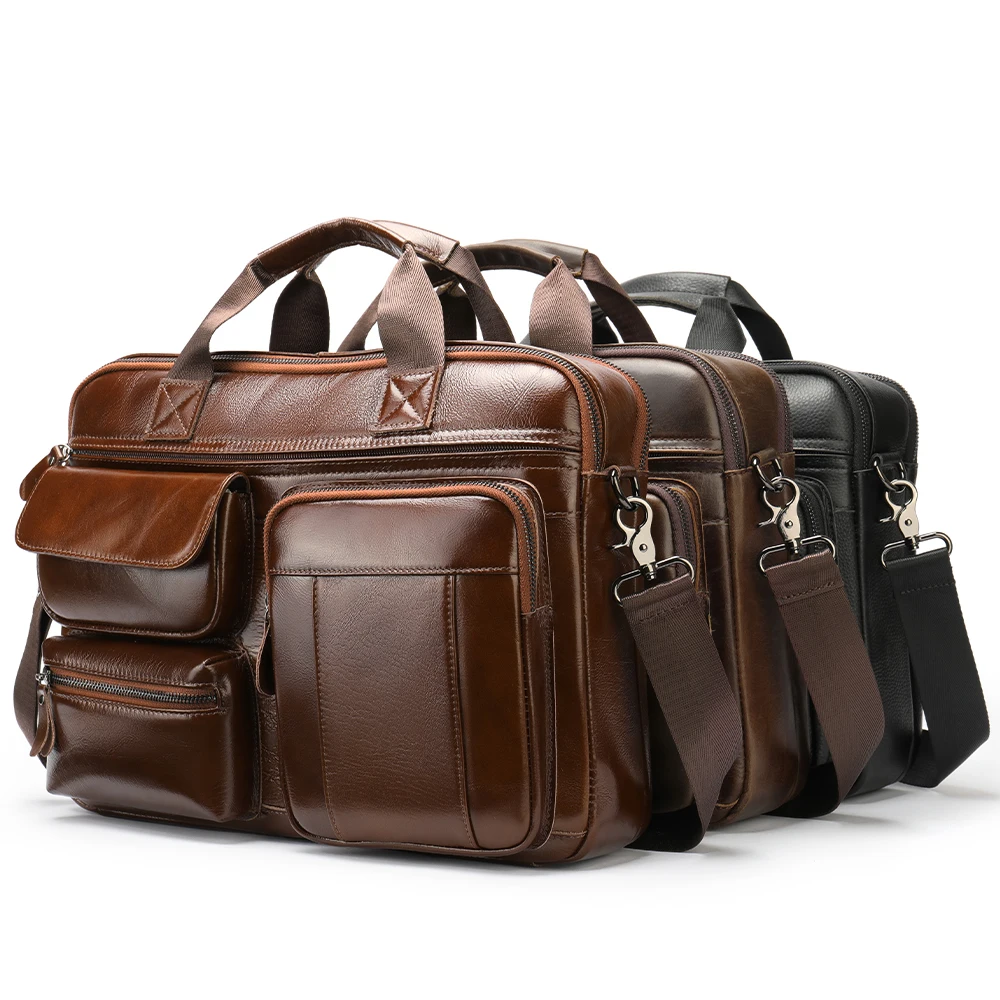 Мужская кожаная сумка-мессенджер, деловой портфель, Компьютерная сумка, портфель из натуральной кожи для ноутбука, кожаный портфель для мужчин