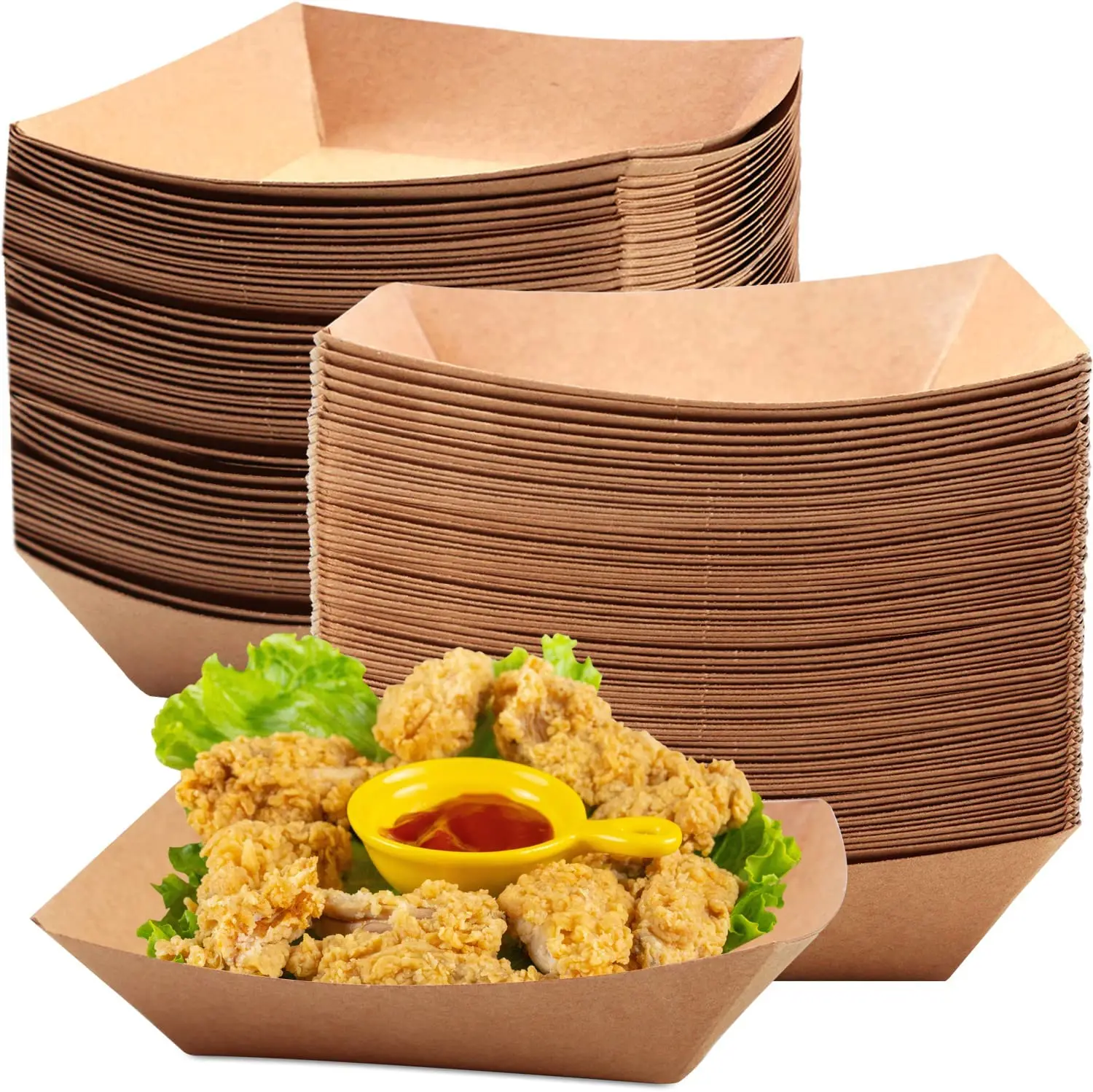 Wholesale snack shop paper boat meal box KFC custom printed logo disposable kraft paper fast food box
