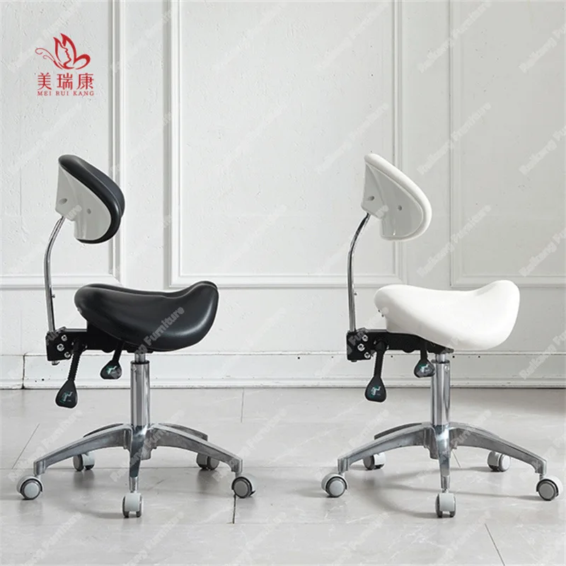 Luxury Modern Adjustable Swivel Wheels Leather Spa Nail Salon Beauty Barber Pedicure Bar Stools Hairdressing Chair