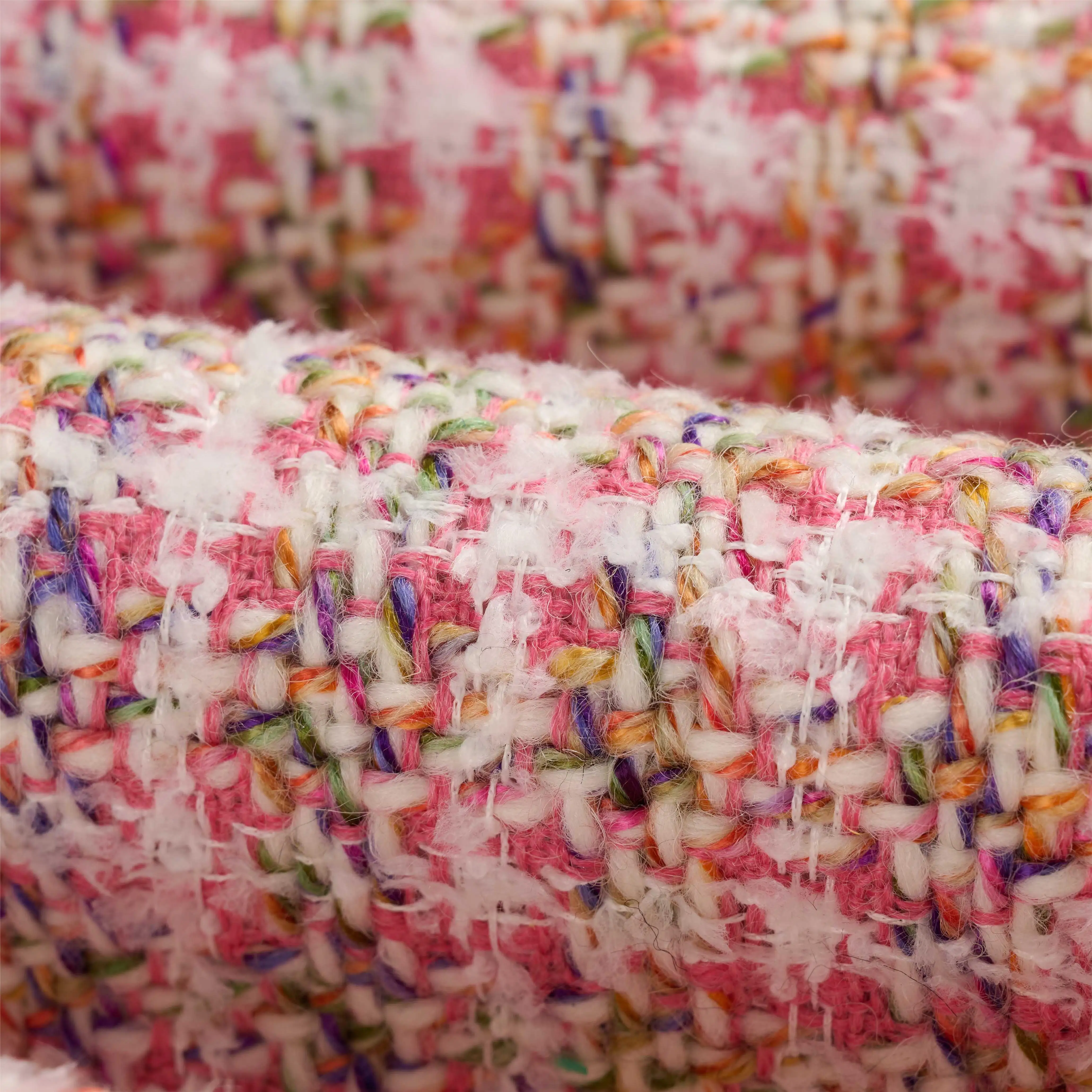 455gsm Solid Color Coarse Needle Wool Tweed Polyester Fabric For Coat Sweater