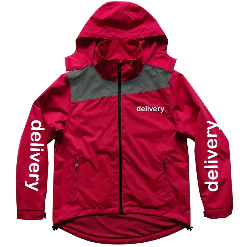 China Factory Direct Bespoke Food Delivery Uniforms for Rider Waterproof Cycling Jacket Raincoat Custom Logo Label