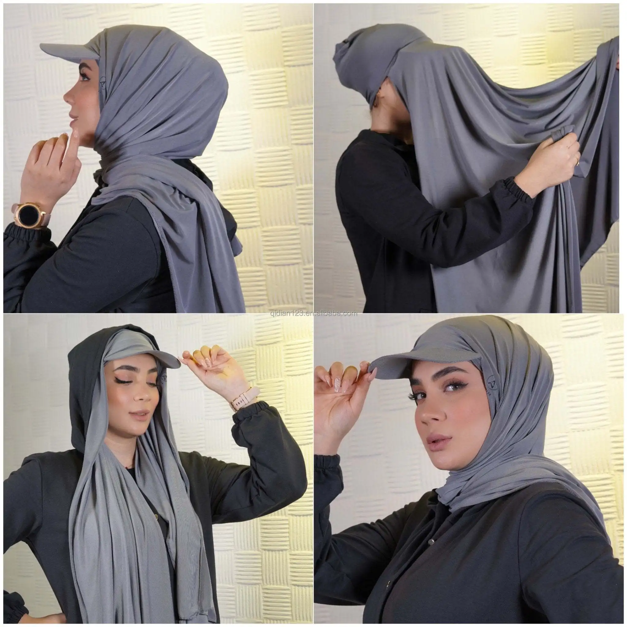 HANO Popular Hot Selling Jersey Instant Hijab Long Scarf With Baseball Cap Sporty Luxurious With Instant Hijab For Women