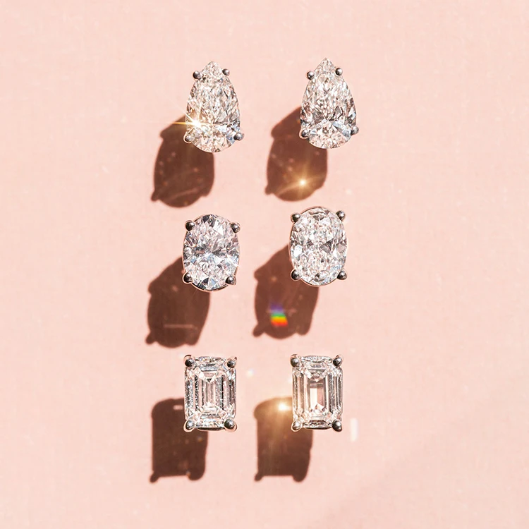 Fashion Jewelry 925 Siver Pear Stud Earring Women 18k Gold Plated Oval Heart Moissanite Earring