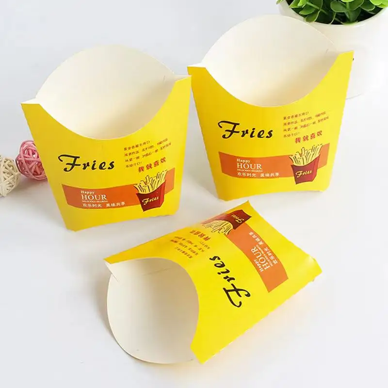 Food Grade Custom Take Away Disposable Folding Kraft  Chips Bag Paper French Fries Box