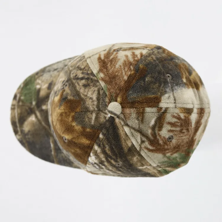 custom camouflage winter and autumn fleece lined flex fitted baseball caps with LED lights