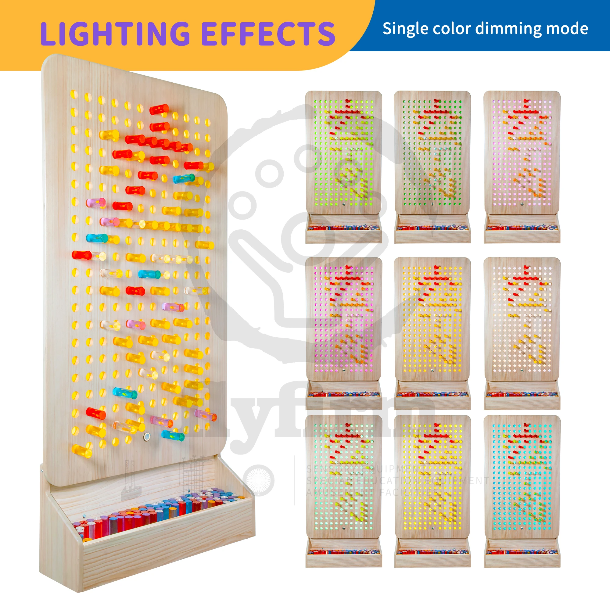 Flyfirm Colorful Peg Wall Interactive Sensory Toy with 252 Rainbow Acrylic Rods for Sensory Rooms and Color Perception Training