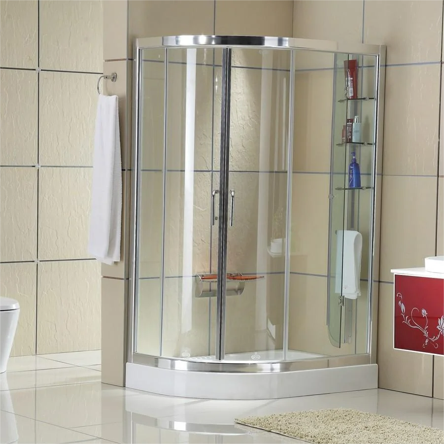 900*1200 Aluminum Frame Selling Scetor Shape Portable Bathroom Shower Room with Shelf and Shower Base