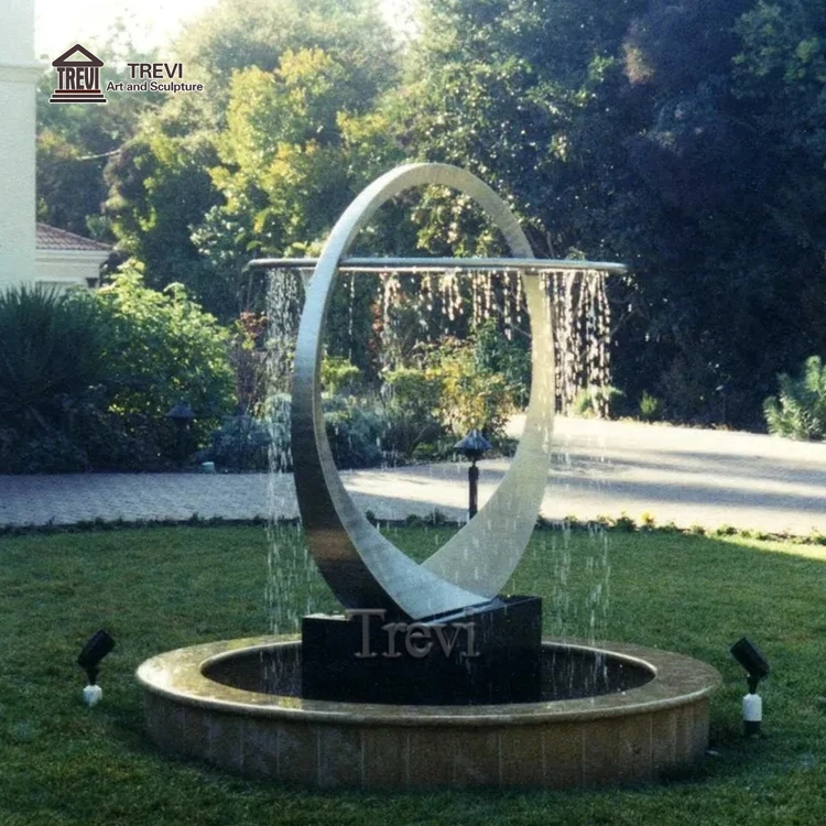 Outdoor Fountain Metal Abstract Statue Stainless Steel Water Feature Wholesale