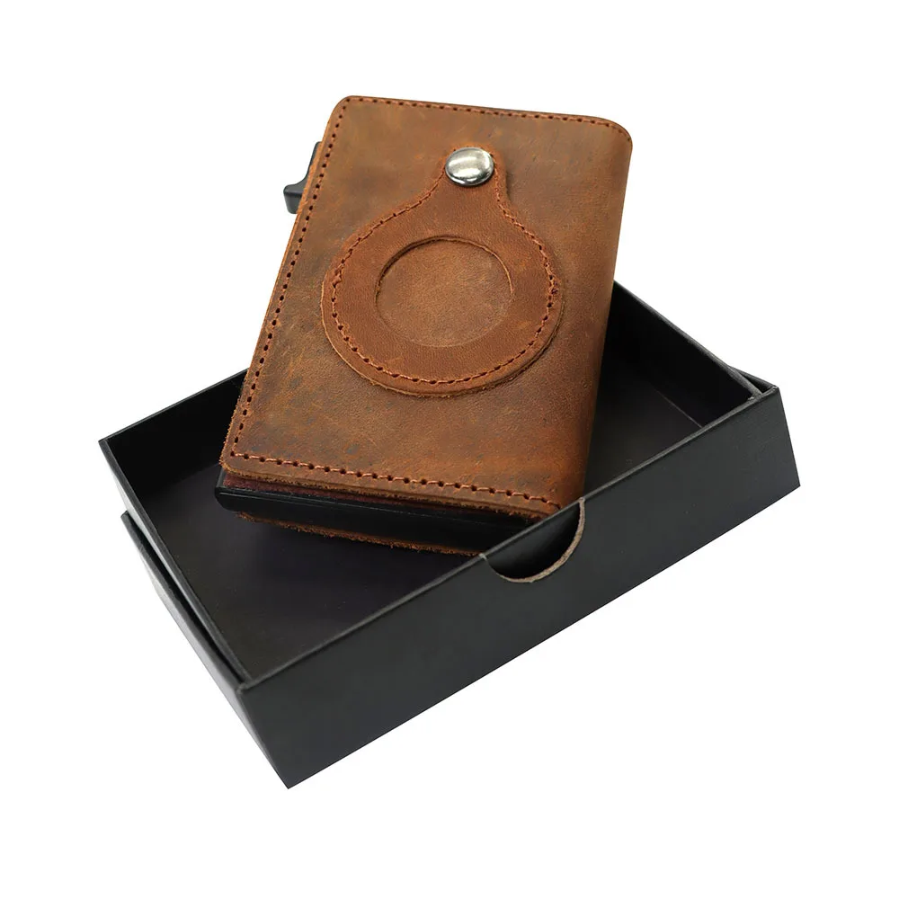 Fashion Genuine Leather Wallet Key Case Protected Cover for Airtags Holder Multifunctional Wallet with Apple AirTag Case Cover