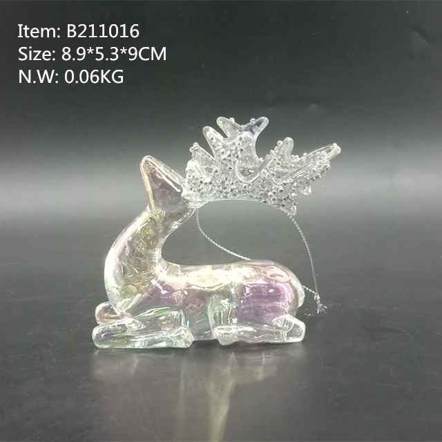 Transparent phantom Color acrylic deer Christmas Decoration Pendant Crystal reindeer  hanging decoration plastic bird ornament