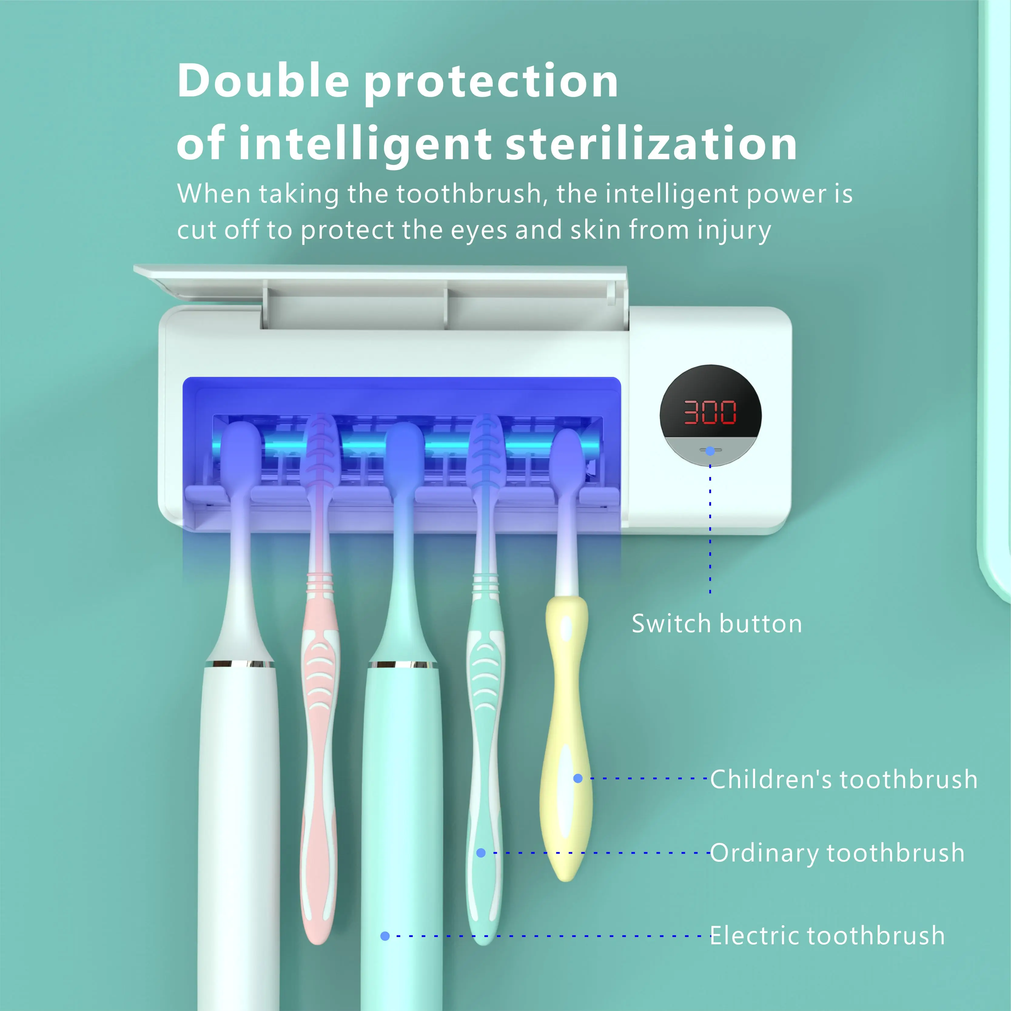 2021 Most Popular Wall Mounted Portable Rechargeable USB UVC LED Toothbrush Sterilizer Holder