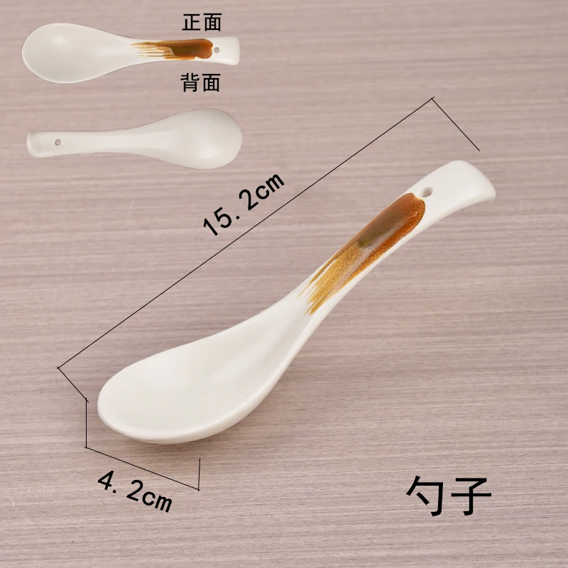 Factory directly sell High Class Chinese Rice Noodle Ramen Soup Spoon Set Ceramic flower printing service big spoon