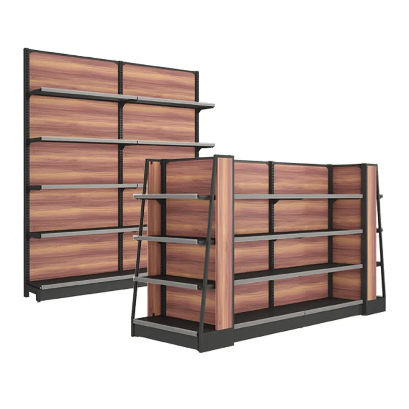 Meicheng Customized Size Retail Store Display Rack Wood Wall Stand Gondola Supermarket Shelf