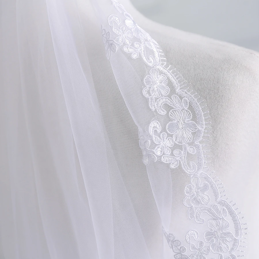 one tier bridal short veils lace wedding veils with comb lace edge veil soft tulle
