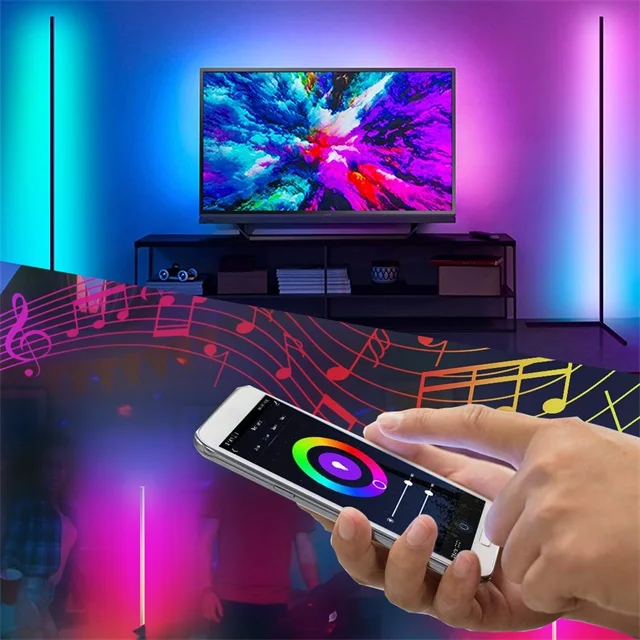 New Product Modern Remote APP Controlled Nordic Decorative Standing rgb floor lamp Interior For Bedroom