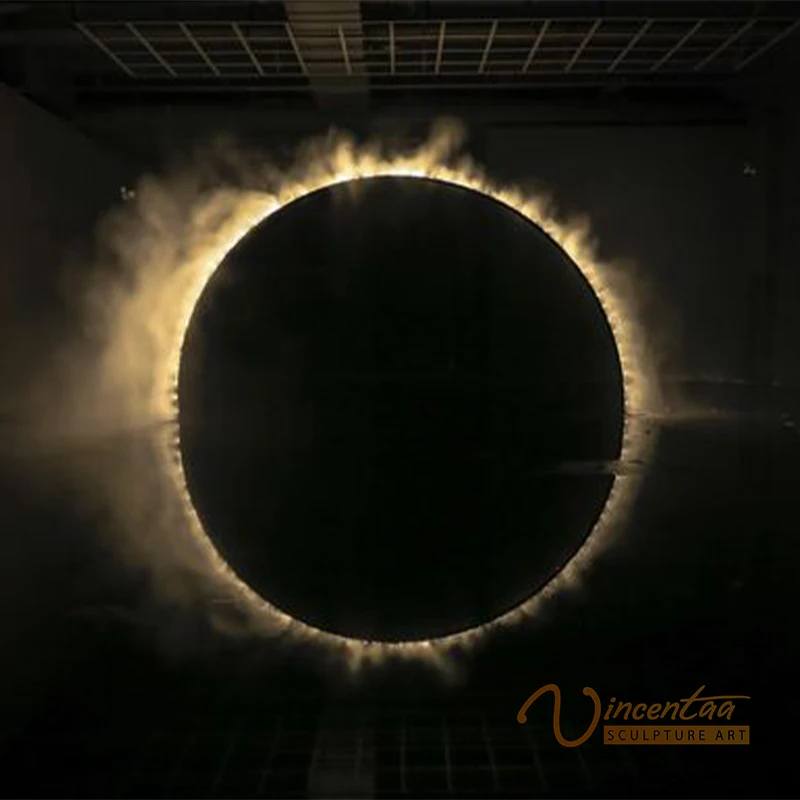 Vincentaa Custom Outdoor Large Ring Stainless Steel Metal Sculpture With LED Lights Modern Public Art