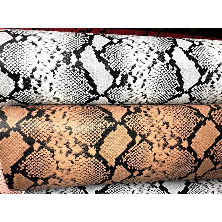 Waterproof Wear-Resisting snake skin Leather Soft Leather Fabric for DIY Garment Crafts PVC leather supplier