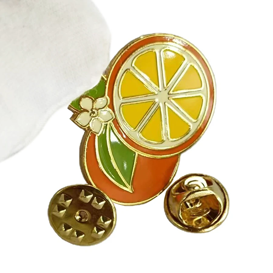 High Quality Metal Custom Lapel Pin Wholesale Clothing Custom Made Enamel Badge Custom Tangerine Pins Metal Logo Badges