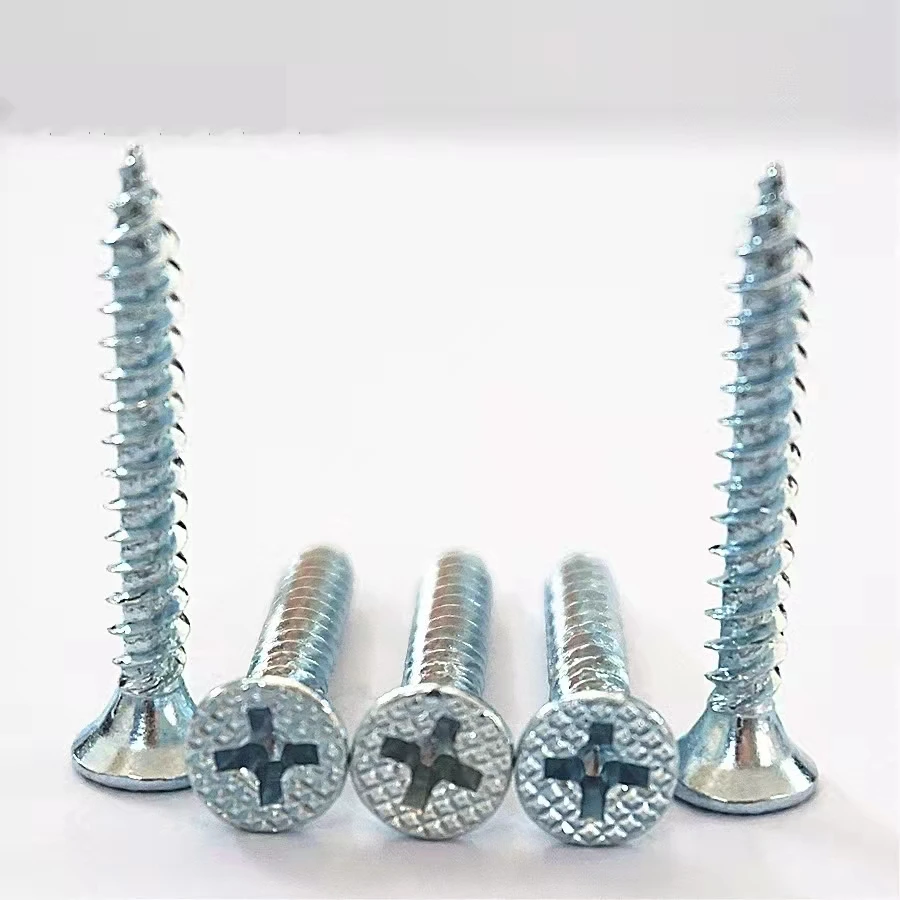 Chipboard screws  countersunk head  electric galvanizing  yellow color and blue color   different lengths and diameters